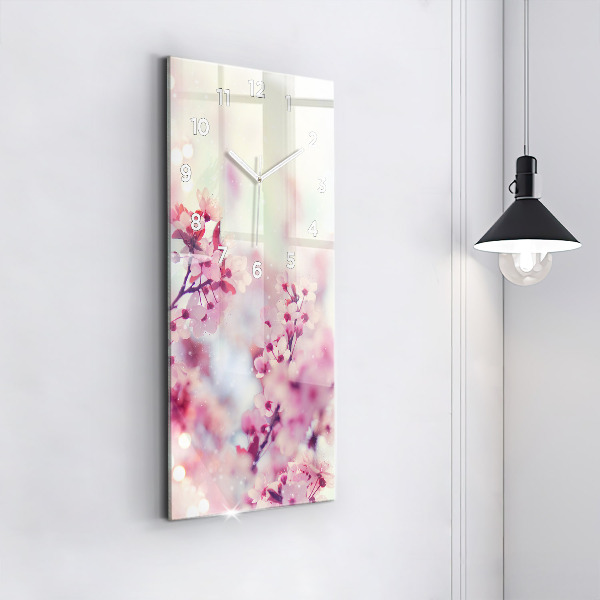 Reloj de vidrio vertical Flores de primavera - espejomat.es