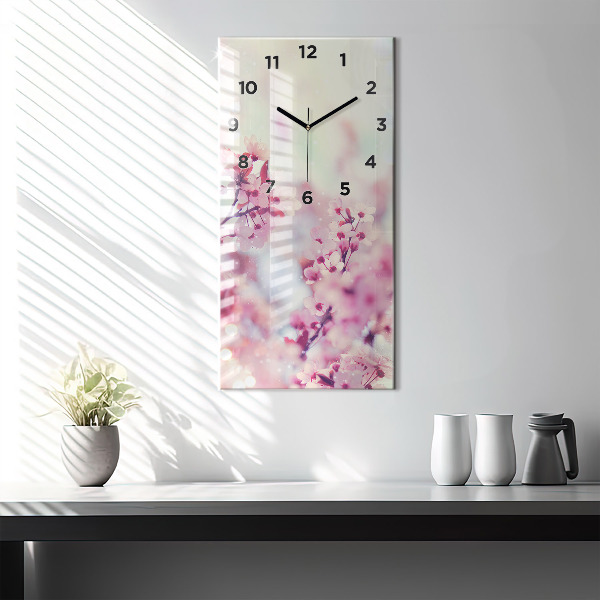 Reloj de vidrio vertical Flores de primavera - espejomat.es