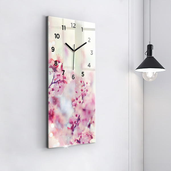 Reloj de vidrio vertical Flores de primavera - espejomat.es