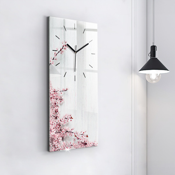 Reloj de cristal vertical Flores de primavera - espejomat.es
