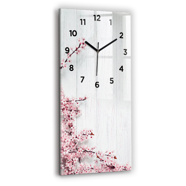 Reloj de cristal vertical Flores de primavera - espejomat.es