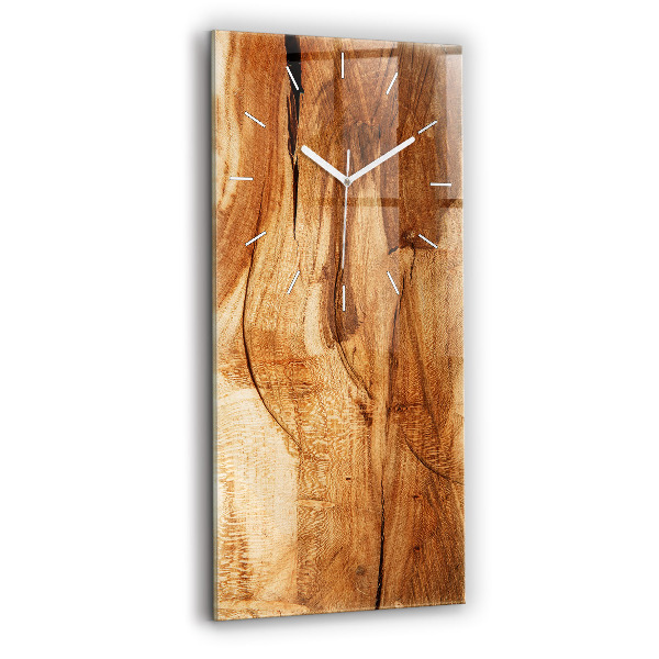 Reloj de cristal vertical Textura madera - espejomat.es
