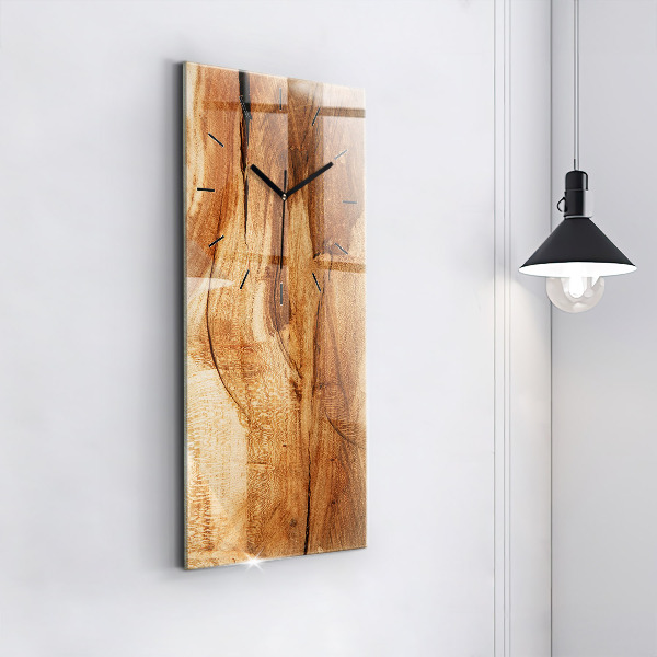 Reloj de cristal vertical Textura madera - espejomat.es