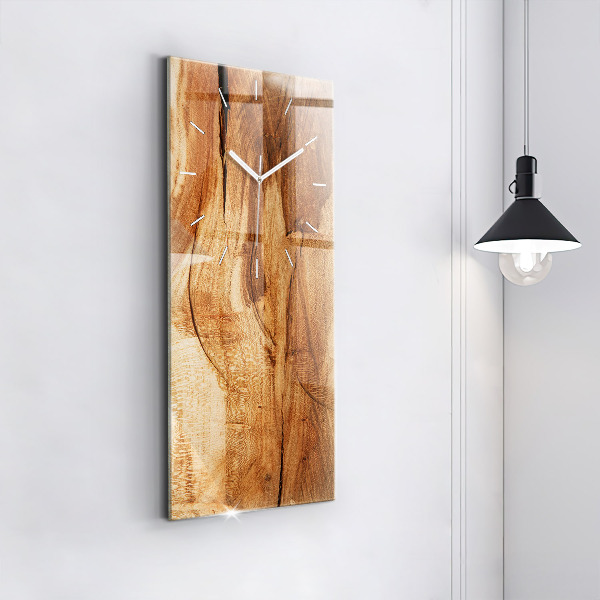 Reloj de cristal vertical Textura madera - espejomat.es