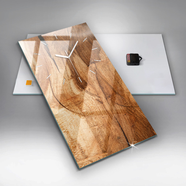 Reloj de cristal vertical Textura madera - espejomat.es
