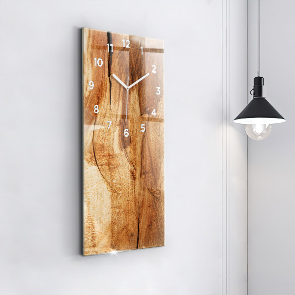Reloj de cristal vertical Textura madera - espejomat.es