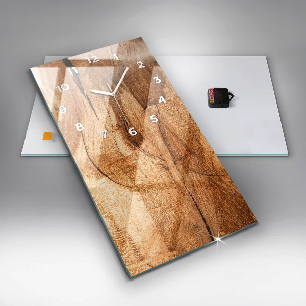 Reloj de cristal vertical Textura madera - espejomat.es