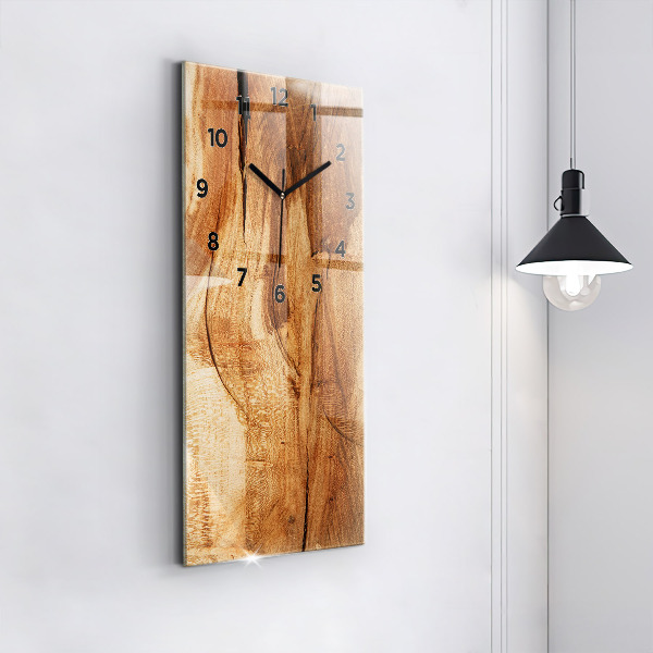 Reloj de cristal vertical Textura madera - espejomat.es