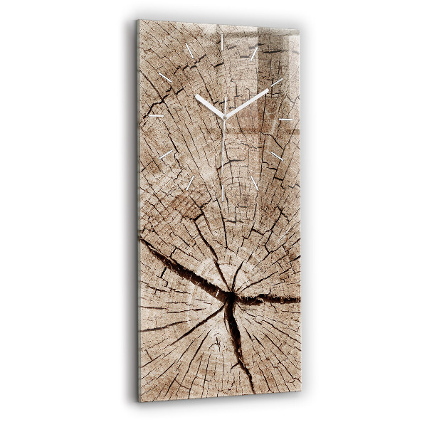 Reloj de cristal vertical Viejo tronco de madera - espejomat.es
