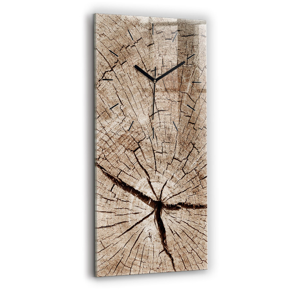 Reloj de cristal vertical Viejo tronco de madera - espejomat.es