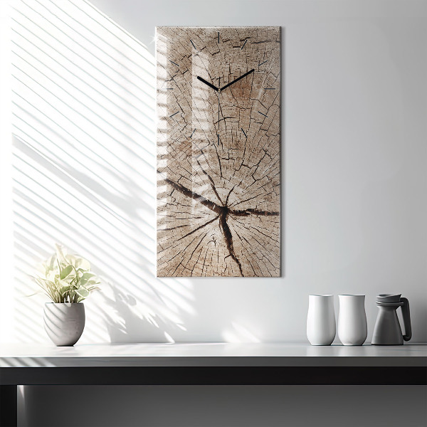 Reloj de cristal vertical Viejo tronco de madera - espejomat.es