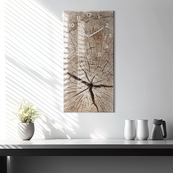 Reloj de cristal vertical Viejo tronco de madera - espejomat.es