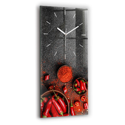Reloj de cristal vertical Pimientos rojos - espejomat.es