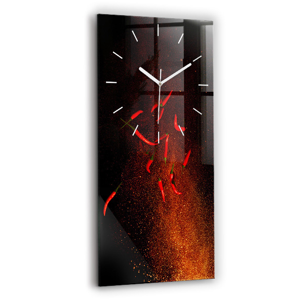 Reloj de cristal vertical Pimientos picantes - espejomat.es