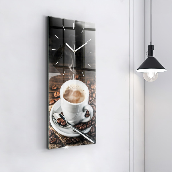 Reloj vertical Taza y granos de café - espejomat.es