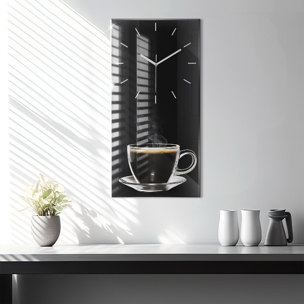Reloj de cristal vertical Café negro - espejomat.es