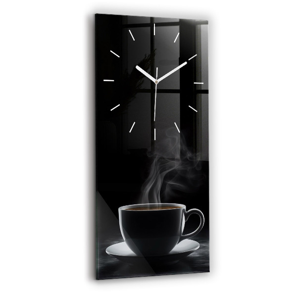 Reloj de vidrio vertical Taza de café negro - espejomat.es
