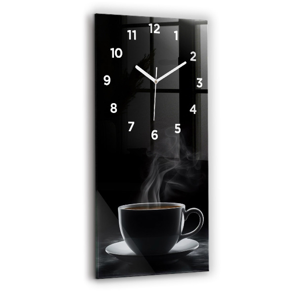 Reloj de vidrio vertical Taza de café negro - espejomat.es
