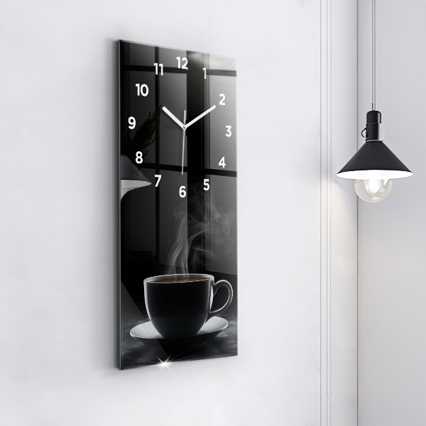 Reloj de vidrio vertical Taza de café negro - espejomat.es