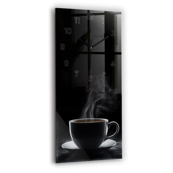 Reloj de vidrio vertical Taza de café negro - espejomat.es