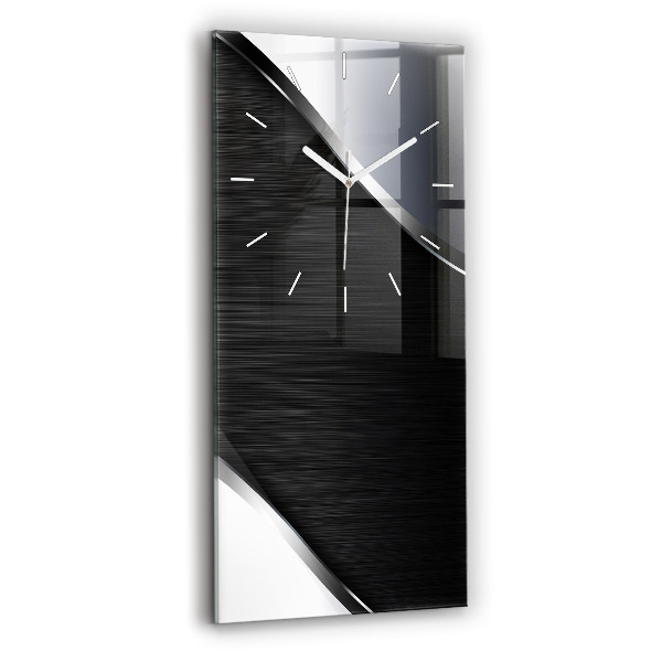 Reloj de cristal vertical Líneas negras y plateadas - espejomat.es