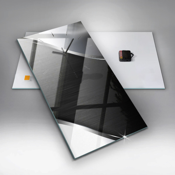 Reloj de cristal vertical Líneas negras y plateadas - espejomat.es