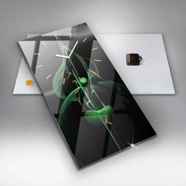 Reloj de vidrio vertical Abstracción verde - espejomat.es