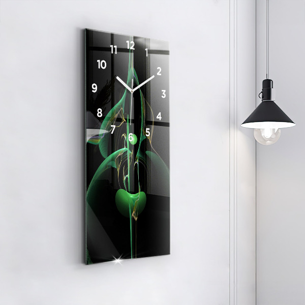 Reloj de vidrio vertical Abstracción verde - espejomat.es