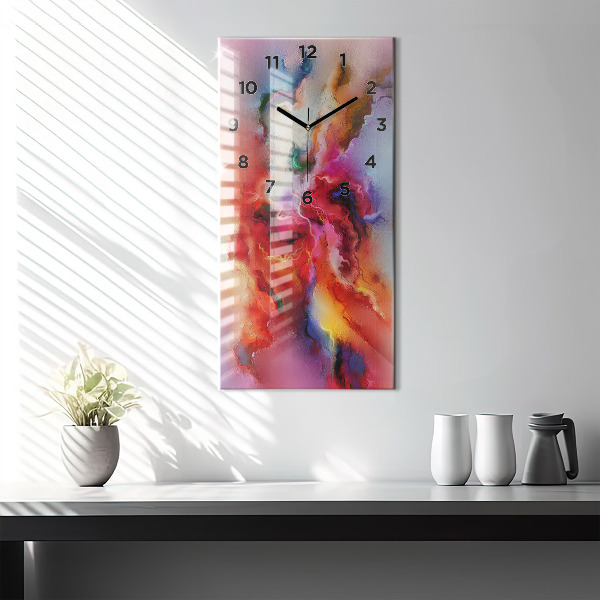 Reloj de cristal vertical Pintura derramada - espejomat.es
