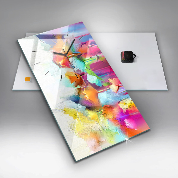 Reloj de cristal vertical Flores abstractas - espejomat.es