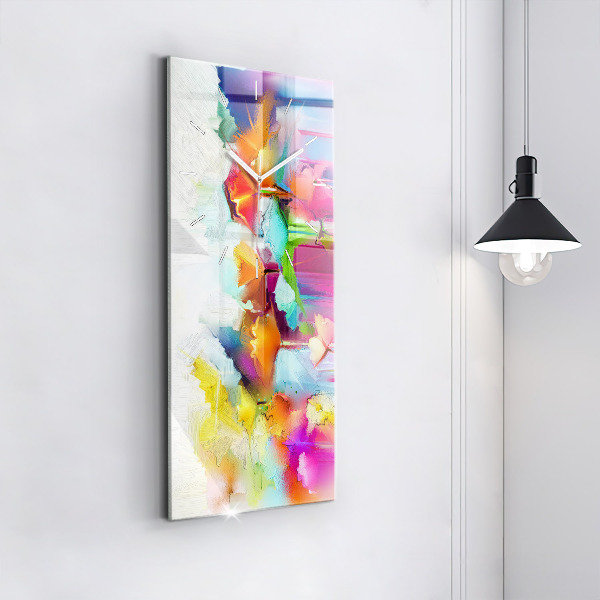 Reloj de cristal vertical Flores abstractas - espejomat.es