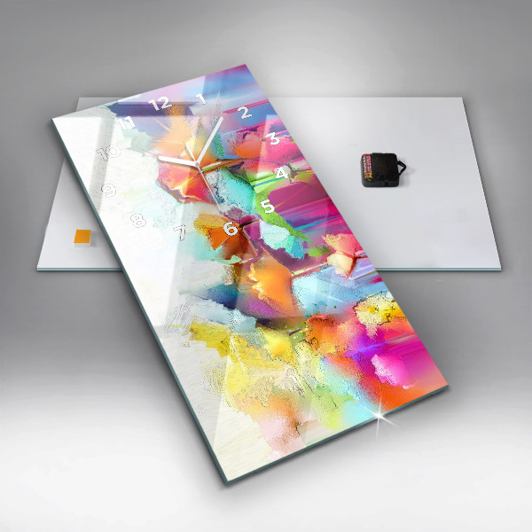 Reloj de cristal vertical Flores abstractas - espejomat.es