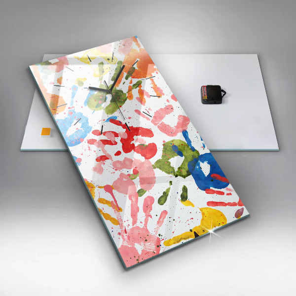 Reloj vertical Huellas de manos de niños - espejomat.es