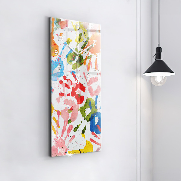 Reloj vertical Huellas de manos de niños - espejomat.es