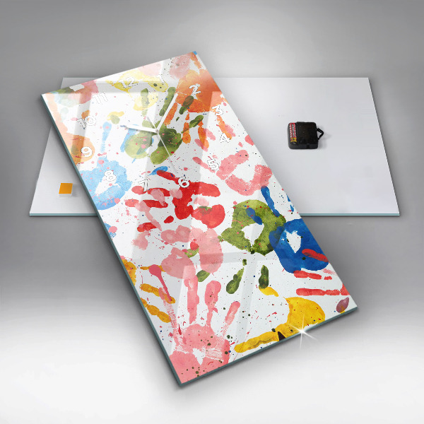 Reloj vertical Huellas de manos de niños - espejomat.es