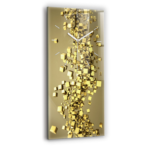 Reloj de cristal vertical Cuadrados dorados - espejomat.es