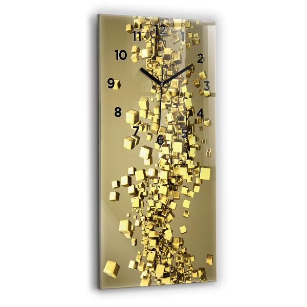 Reloj de cristal vertical Cuadrados dorados - espejomat.es