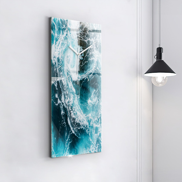 Reloj de cristal vertical Olas espumosas - espejomat.es