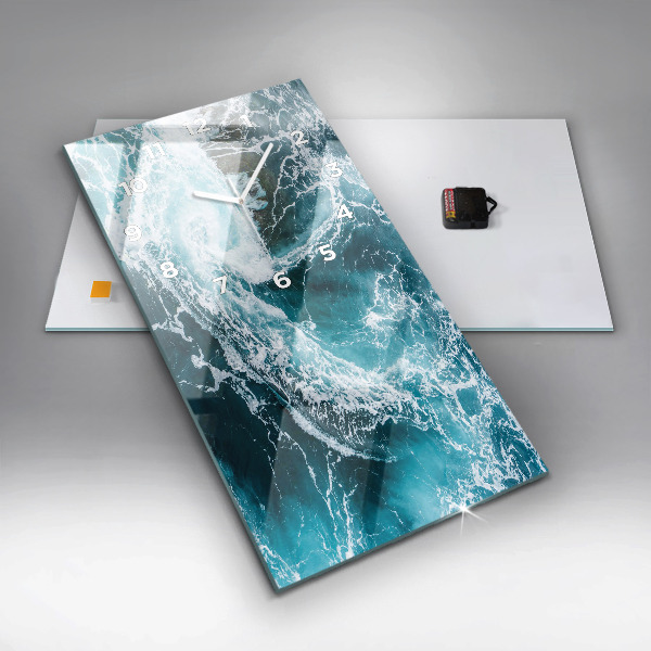 Reloj de cristal vertical Olas espumosas - espejomat.es