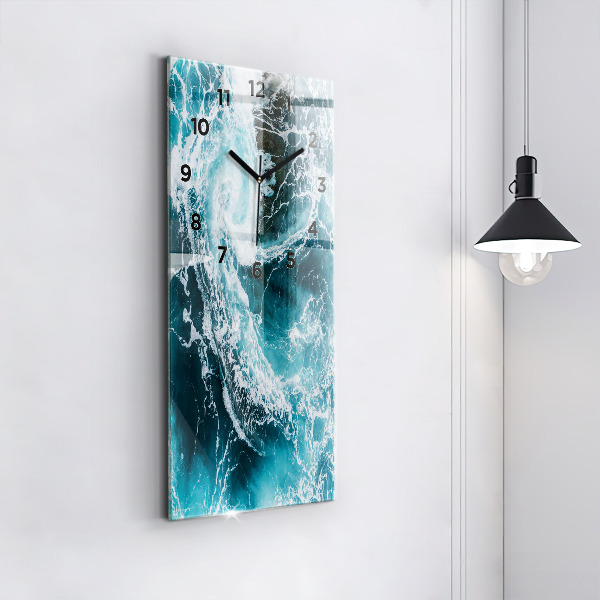 Reloj de cristal vertical Olas espumosas - espejomat.es