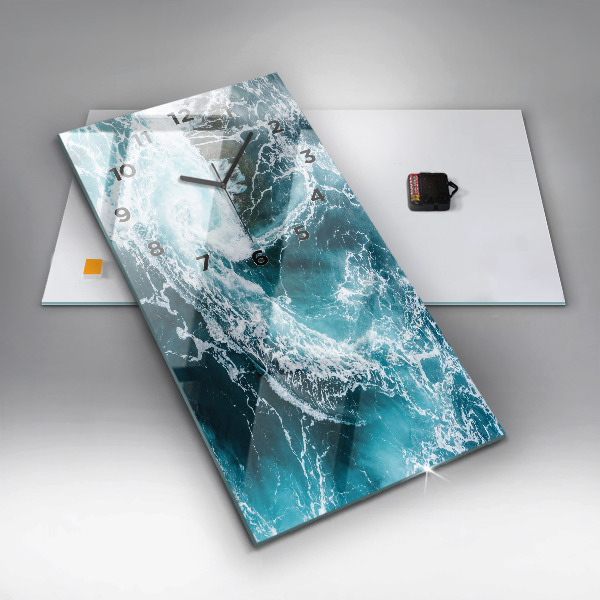 Reloj de cristal vertical Olas espumosas - espejomat.es