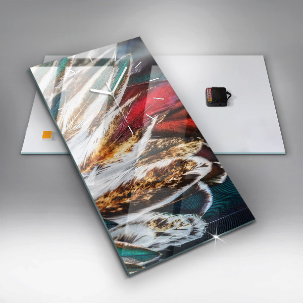 Reloj de cristal vertical Plumas marrón claro de un pájaro - espejomat.es