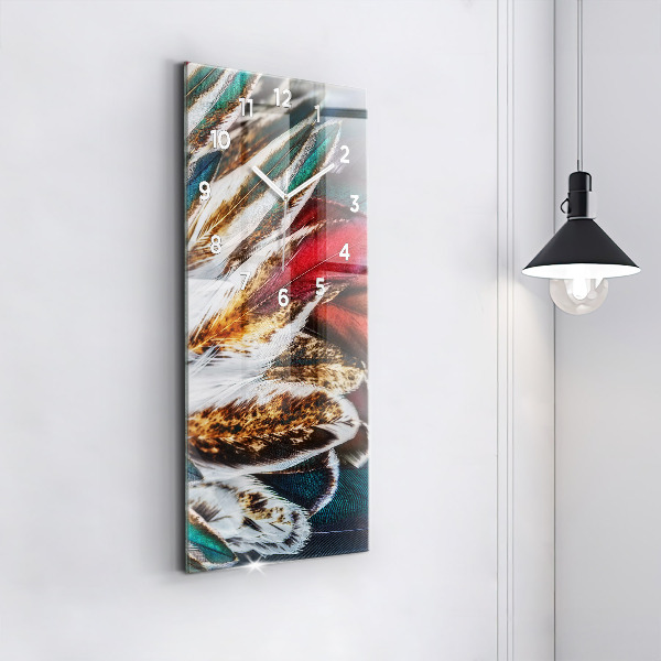 Reloj de cristal vertical Plumas marrón claro de un pájaro - espejomat.es