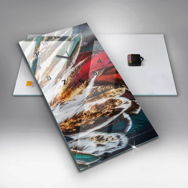 Reloj de cristal vertical Plumas marrón claro de un pájaro - espejomat.es