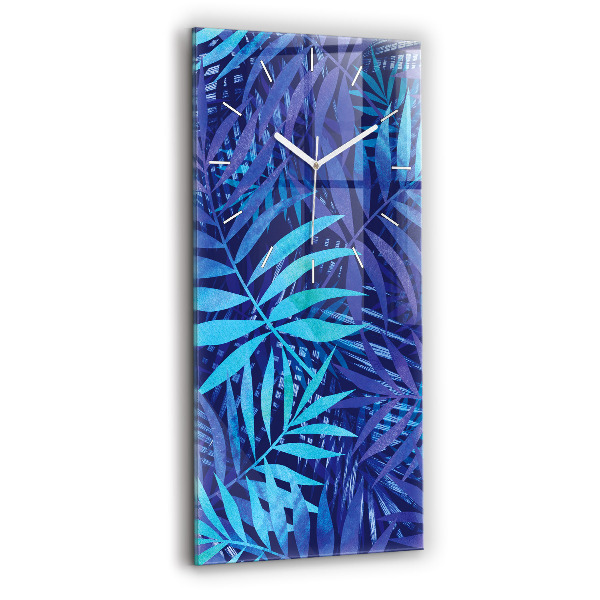 Reloj de cristal vertical Hojas azules - espejomat.es