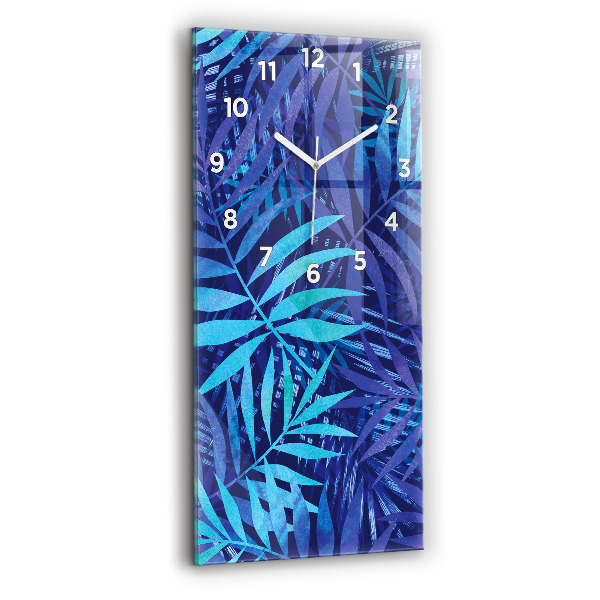 Reloj de cristal vertical Hojas azules - espejomat.es