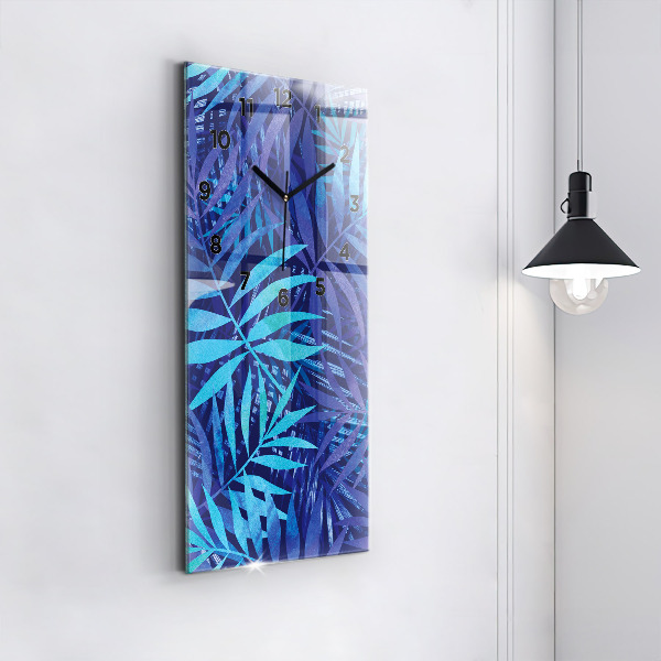 Reloj de cristal vertical Hojas azules - espejomat.es