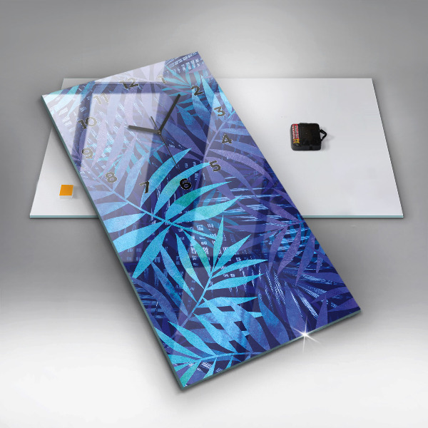 Reloj de cristal vertical Hojas azules - espejomat.es