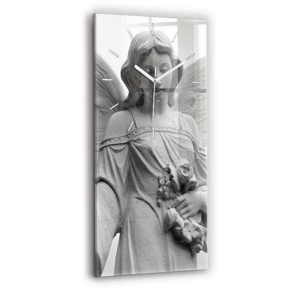 Reloj de cristal vertical Escultura de un ángel con alas - espejomat.es