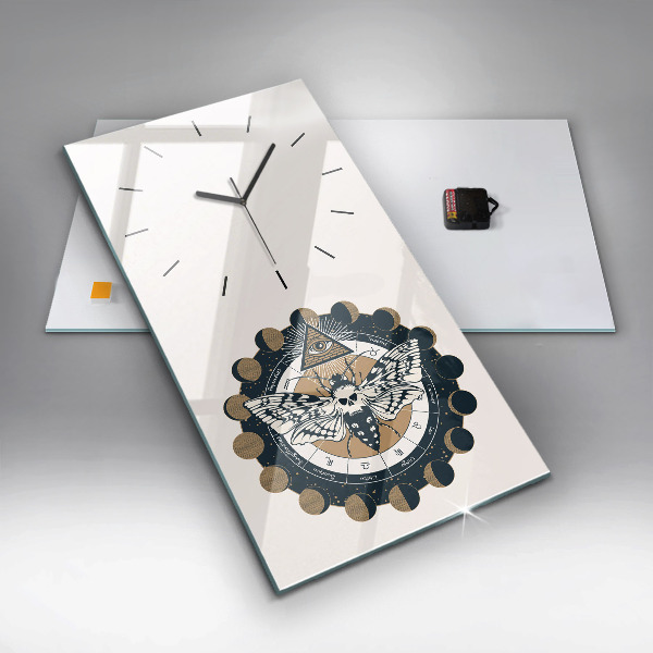 Reloj de cristal vertical Fases de la luna y el ojo - espejomat.es